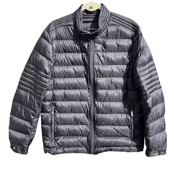 Saks Fifth Avenue Mens Sz L Black Down Filled Quilted Puffer Jacket Lightweight - Picture 1 of 16